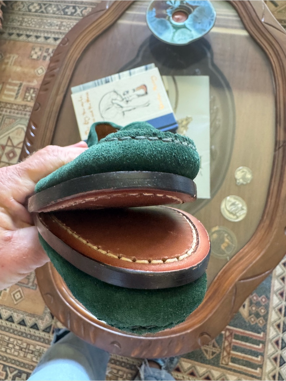 Bass and Madewell Weejuns Forest Green Suede Sz 8 - Picture 5 of 9